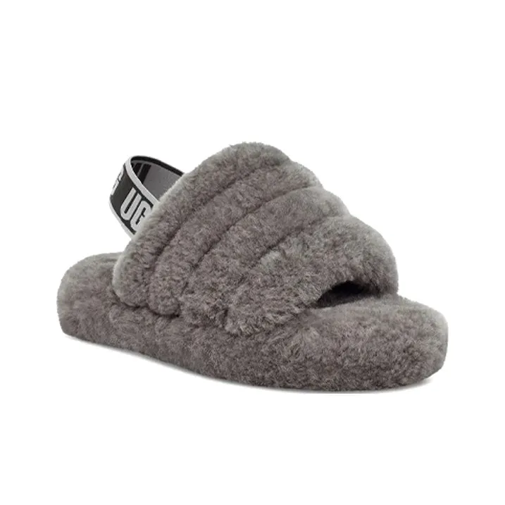 UGG Fluff Yeah Slide Charcoal Kids-2