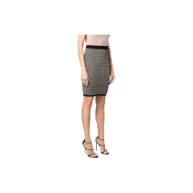 BALMAIN Monogram Zip-Up Mini Skirt-3