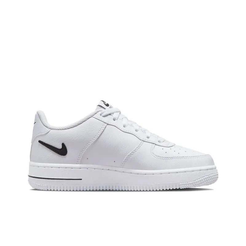 Nike Air Force 1 Low Cut Out Swoosh White Black GS-1