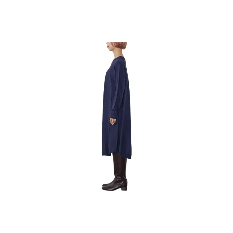 Beams HEART Long Sleeved Dress Women's Marine Blue-2