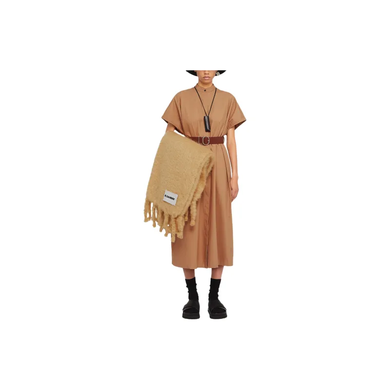 JIL SANDER Collarless Belted Shirt Dress-1