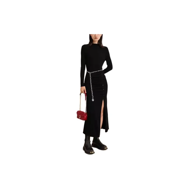 Sandro Long Sleeved Dresses Women's Black-4