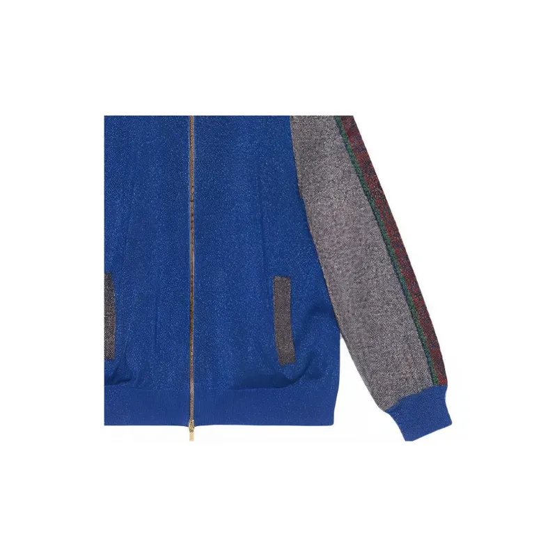 GUCCI Baseball Jacket Women's Blue-5
