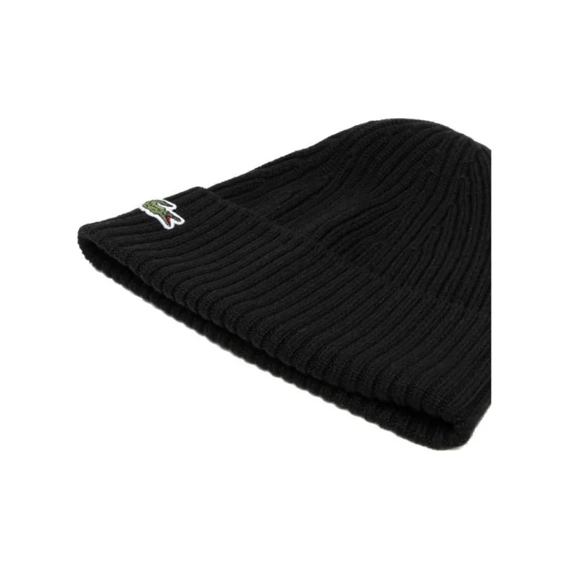 LACOSTE Crocodile patch Wool Beanie-4