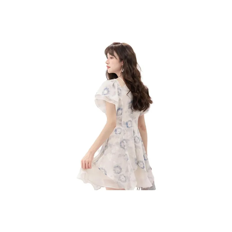 MISHOW Short Sleeved Dresses Women's Dandelion Blue-3