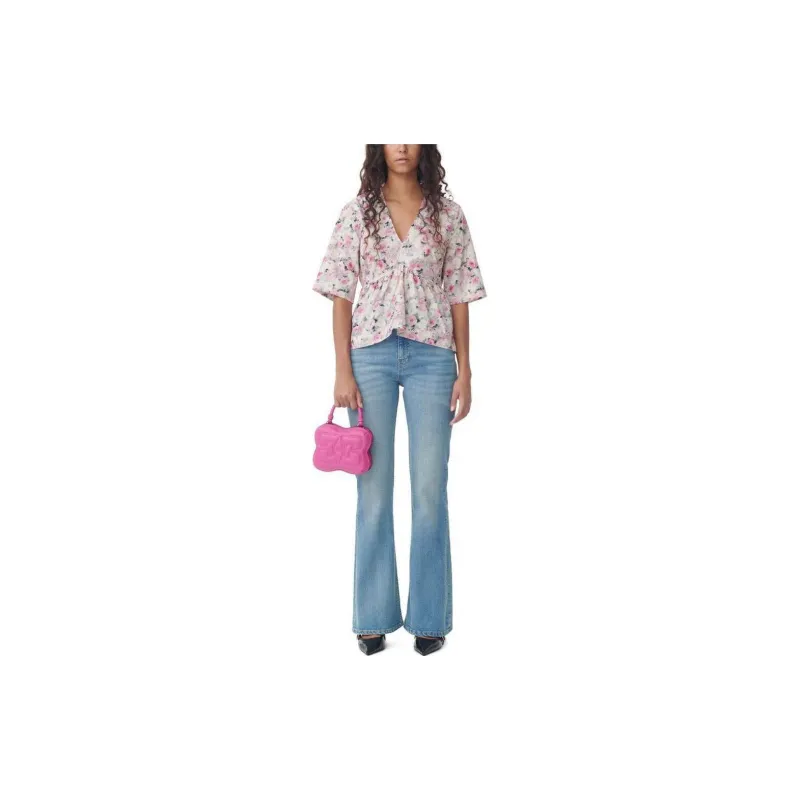 GANNI Floral print Organic Cotton Blouse-2