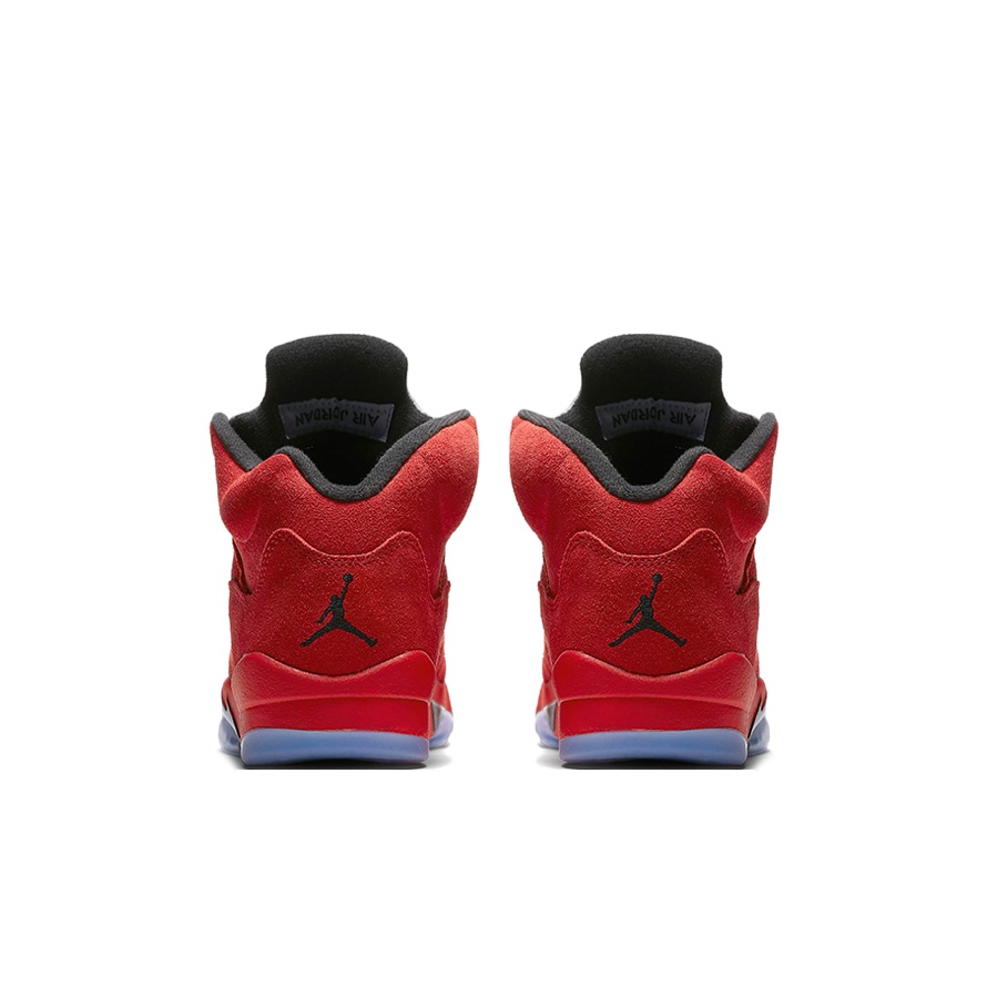 Red jordan 5 suede on sale