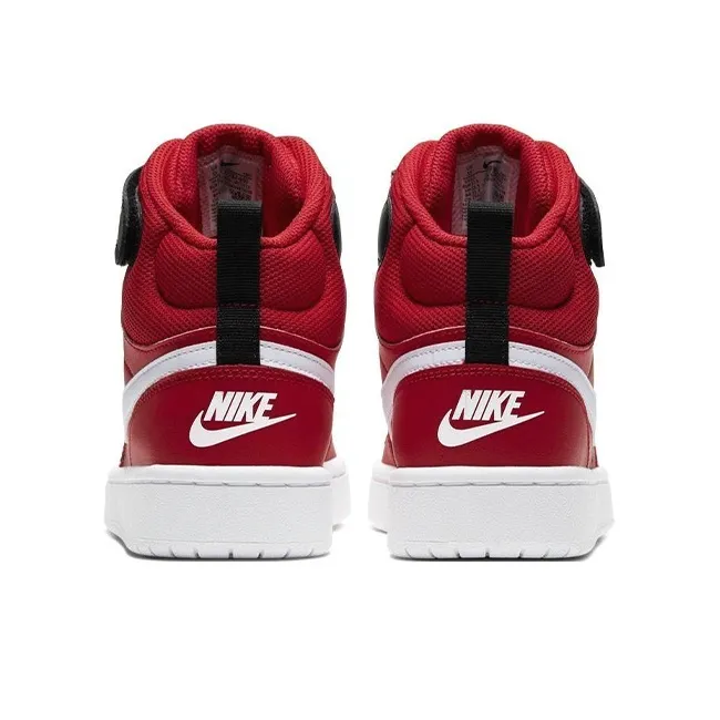 Nike Court Borough 2 Mid 2 Slip-Resistant Cushioning Wear-Resistant Mid-Top Skateboard Shoes Red White Teenagers-3