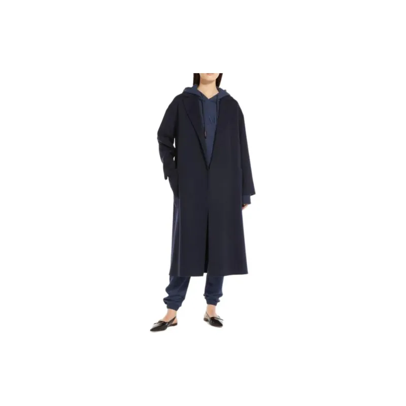 'S MAX MARA Tamaro Collection Cotton Fleece Trousers Casual Pants Women's Dark Blue-1