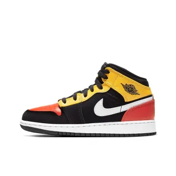 Jordan 1 Mid Black Amarillo Team Orange GS