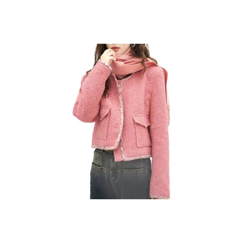 MISHOW FW23 Cropped Coat Women's Pink-3