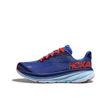 HOKA ONE ONE Clifton 9 Cushioned Wear Resistant Lightweight Low Top Kids' Running Shoes Eye Catching Blue Teenagers