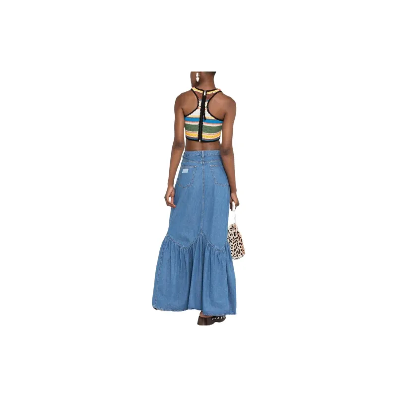 GANNI Denim Long Skirts Women's Blue-2