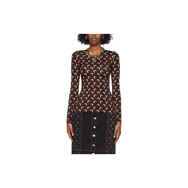 Marine Serre T Shirts Women's Brown-1