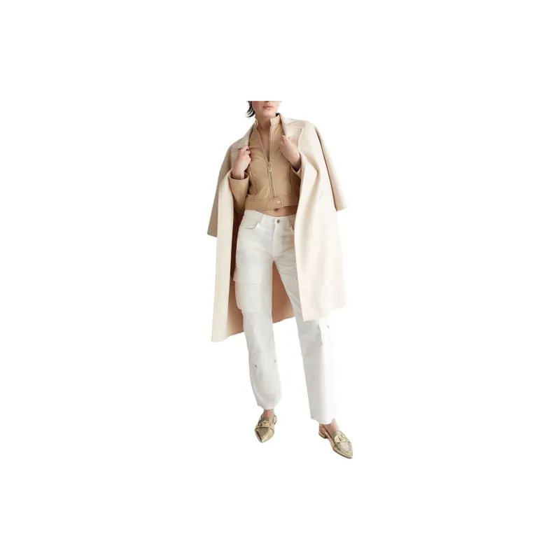 LIU·JO Leather Biker Jacket Jackets & Coats Women's Beige-4
