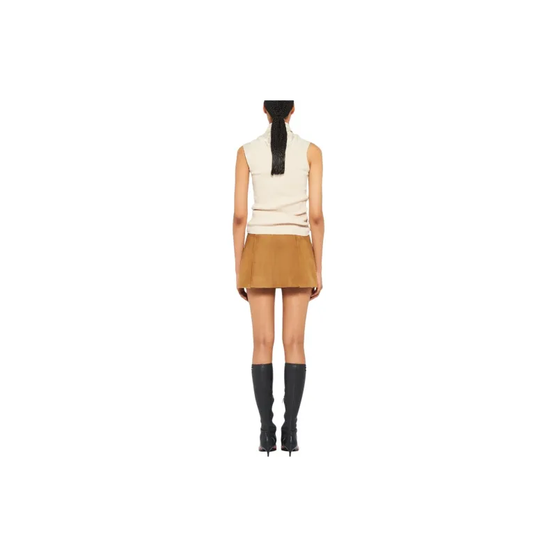 MIU MIU Belted Suede Miniskirt-3