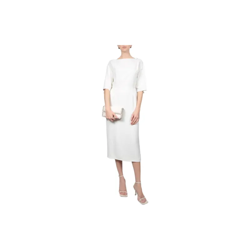 Valentino Short Sleeved Dress Women's White-2
