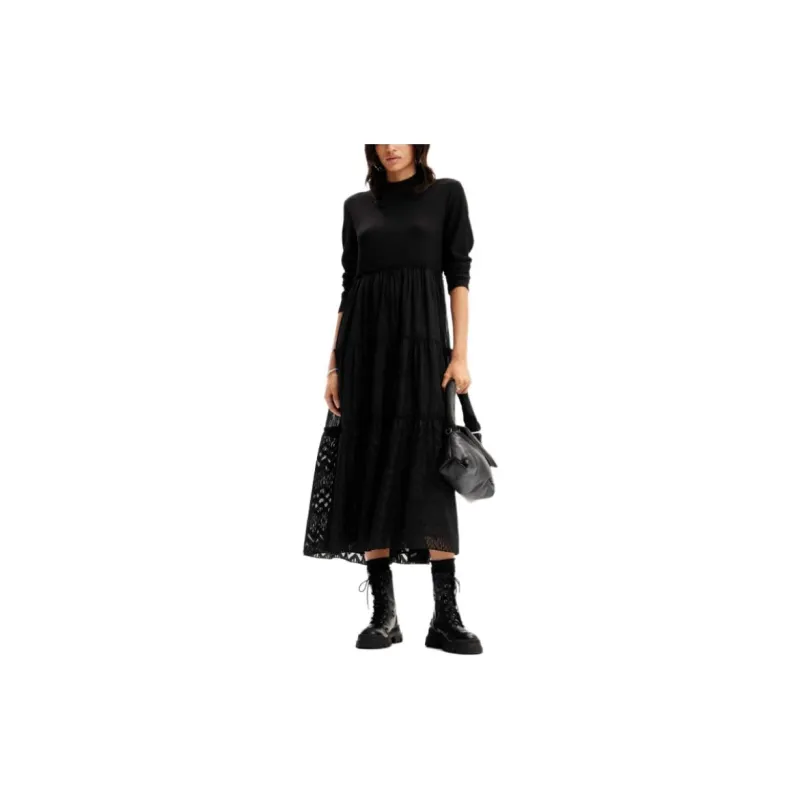 Desigual Long Sleeved Dress Women's Black-1