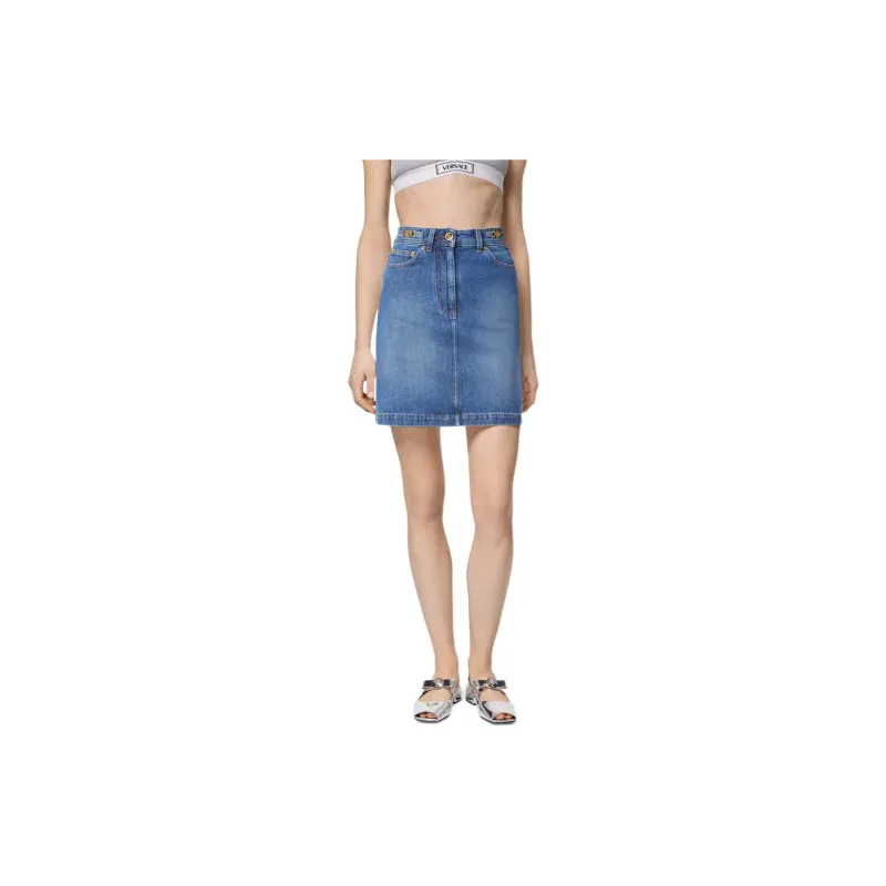 VERSACE Denim Softened Skirt 'Medium Blue'-2