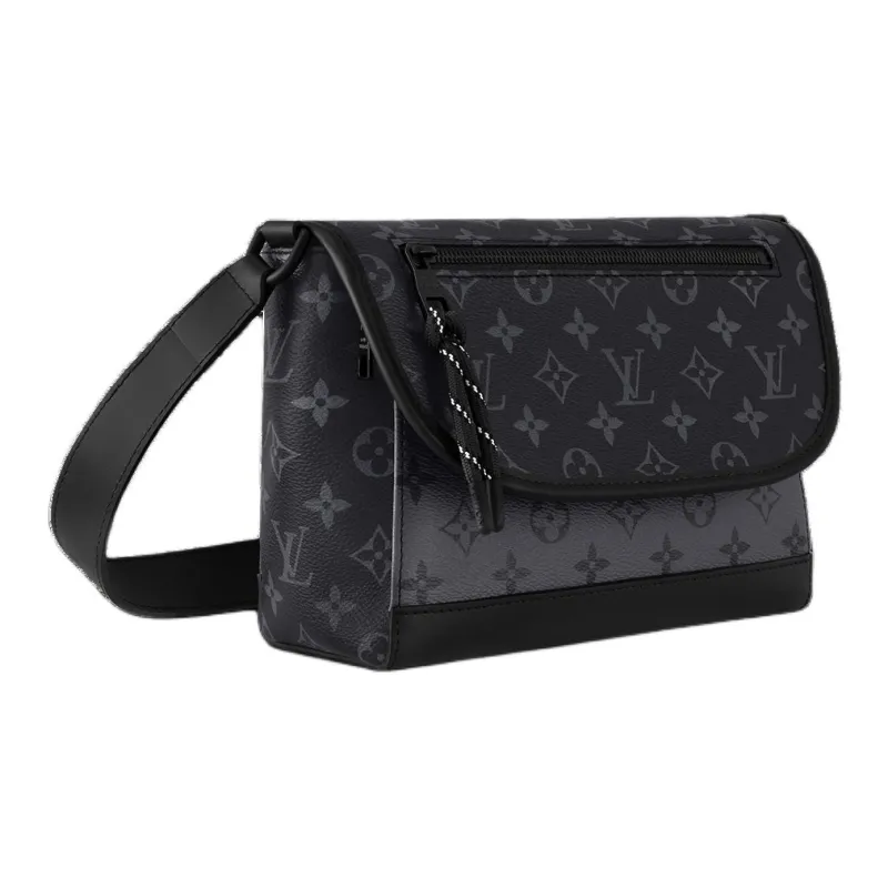 LOUIS VUITTON Coated Canvas Shoulder Bag Crossbody Bag Small Size Men's Black-1
