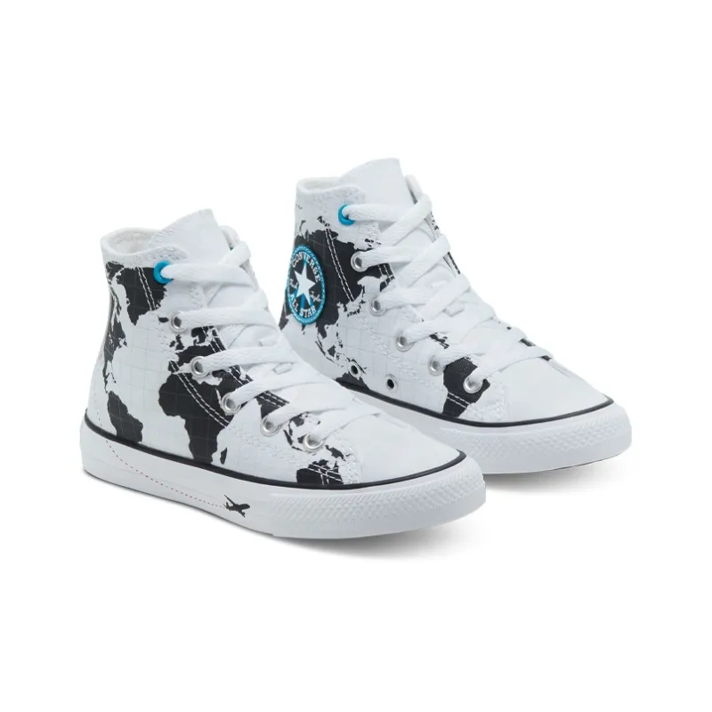 Converse Chuck Taylor All Star High GS 'Geography Class - White Black'-2