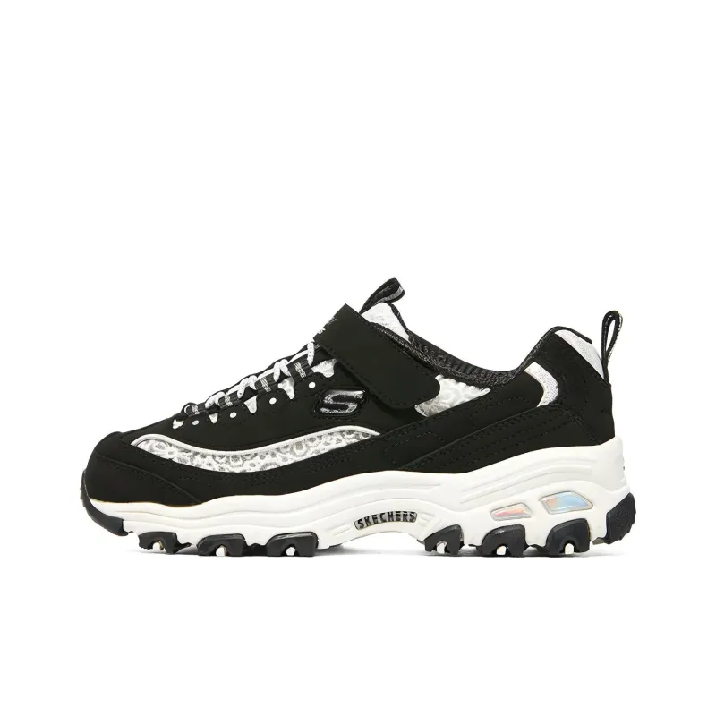 Skechers D'LITES Series Cushioning Anti-Slip And Wear-Resistant Kids Lifestyle Shoes Black White Teenagers-0