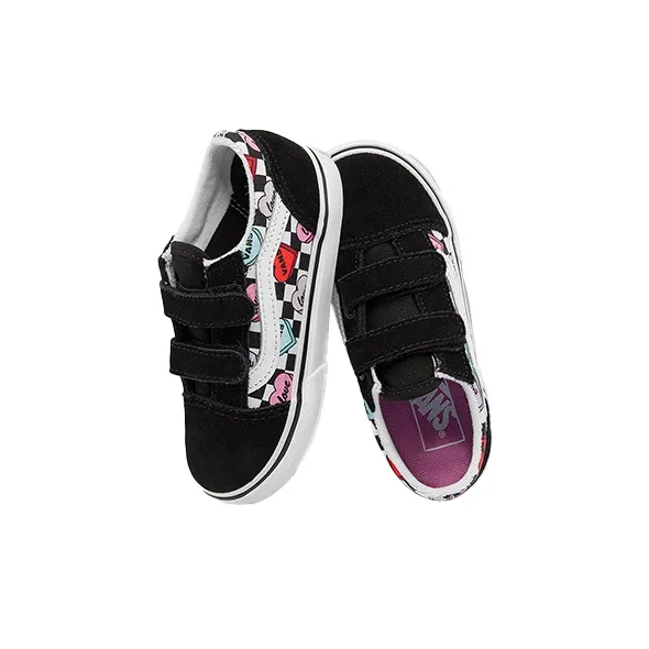 Vans Old Skool Anti-Slip Wear-Resistant Low-Top Toddler Shoes Black White Red Infant And Toddler-3