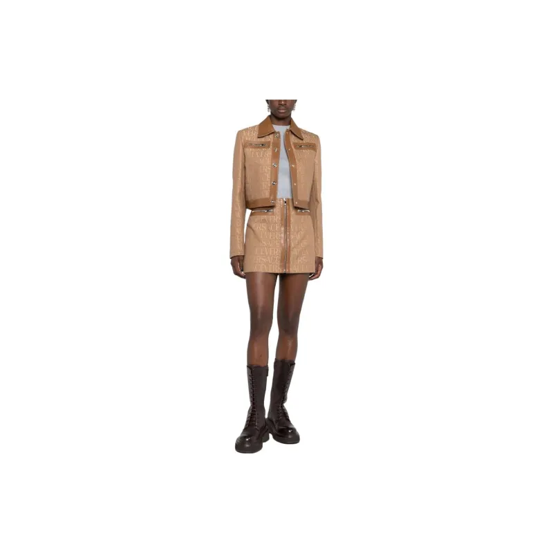 VERSACE Allover Leather trim Miniskirt-2