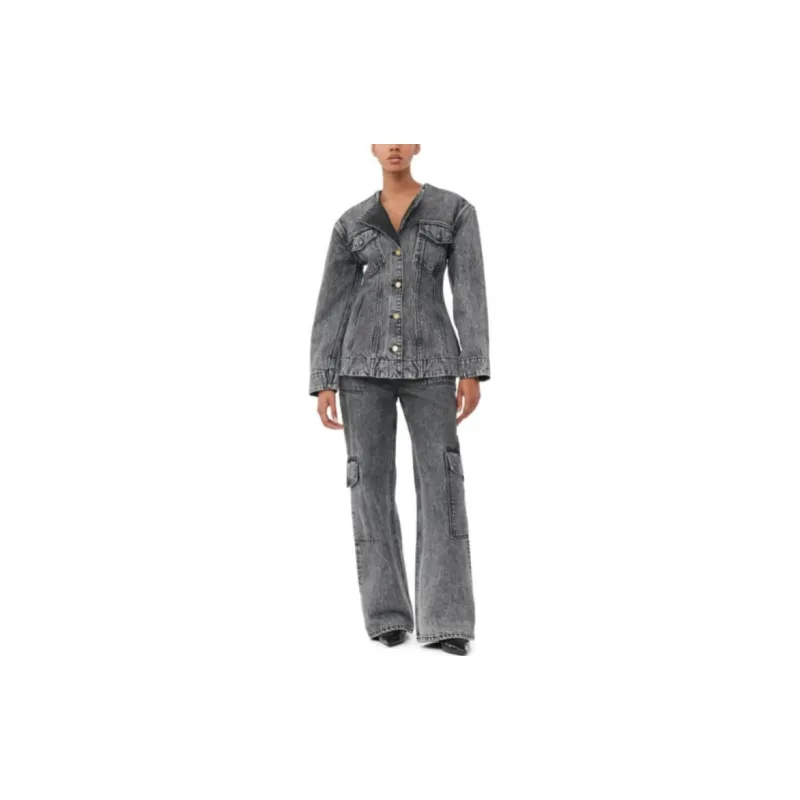 GANNI Denim Jackets Women's Black-2