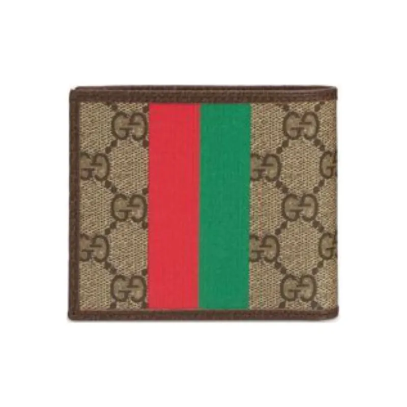 GUCCI Canvas With Leather Wallet Men's Ebony/Brown-2