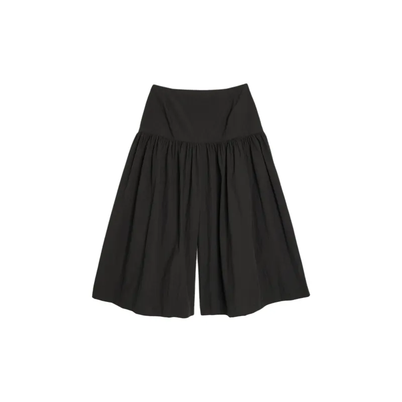 AMOMENTO Shirring Culotte Pants 'Black'-1