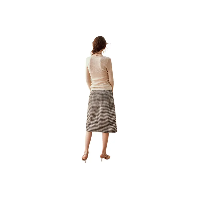 ROEYSHOUSE Casual Long Skirts Women's Plaid-1