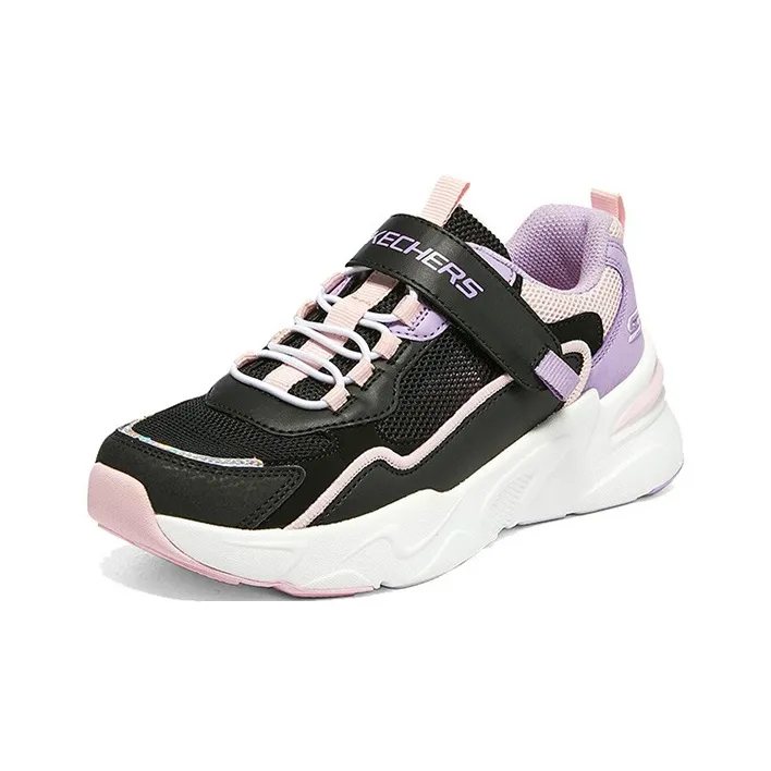 Skechers Slip Resistant Cushioning Abrasion Resistant Kids Lifestyle Shoes Black Pink Teenagers-2