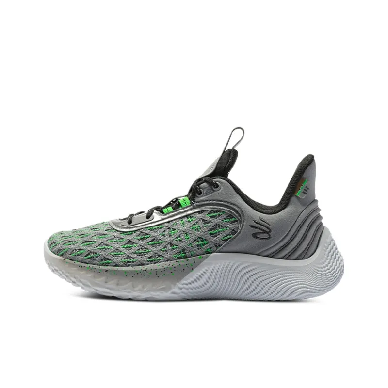 SESAME STREET x Under Armour Curry 9 Low Top Children's Basketball Shoes Gray Green Unisex-0