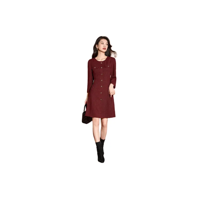 Mylan Long Sleeved Dress Women's Red-1