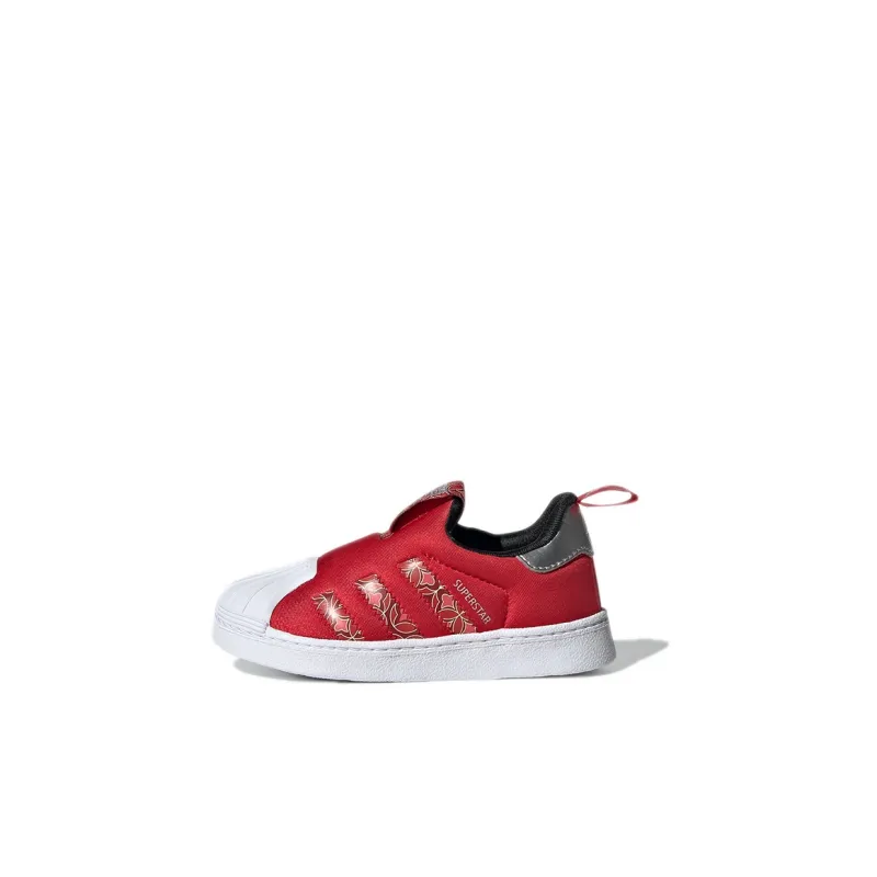 Adidas Originals SUPERSTAR 360 Anti Slip Wear Resistant Low Top Skateboard Shoes Red White Infant And Toddler-0