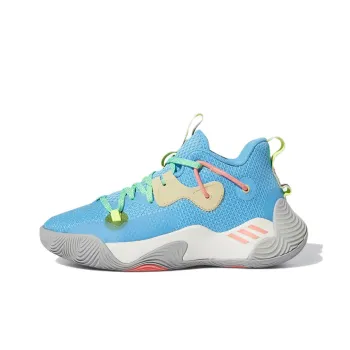 Adidas Harden Stepback 3 Wear-Resistant Mid-Top Children's Basketball Shoes Blue Teenagers
