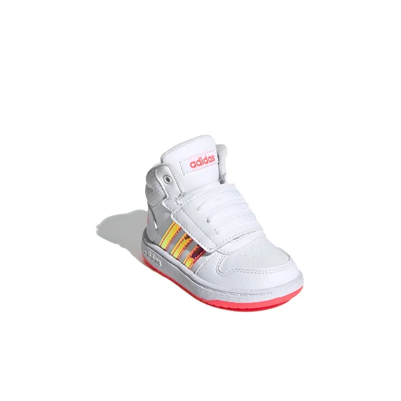 Adidas Neo Hoops 2.0 Mid Slip Resistant Mid Top Skateboard Shoes White Pink Infant And Toddler-2