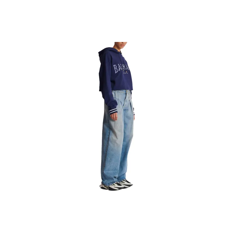 BALMAIN Paris Gingham Drawstring Hoodie-3