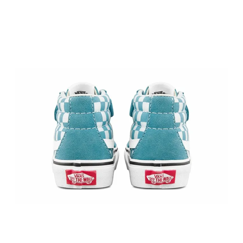 Vans Sk8-Mid Reissue V Kids 'Checkerboard - Enamel Blue Sharp Green'-4
