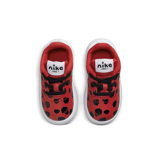 Nike Air Force 1 Non-slip Lightweight Low-Top Skateboard Shoes Red Black White Infant And Toddler-3
