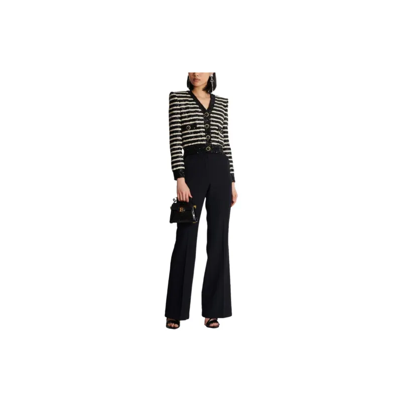 BALMAIN Striped Sequinned Cropped Jacket-3