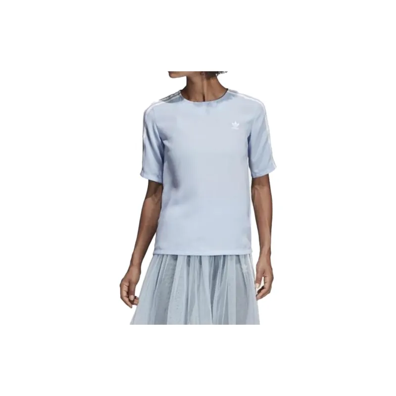 Adidas Originals Set in Sleeve T Shirt Women's Light Blue-2