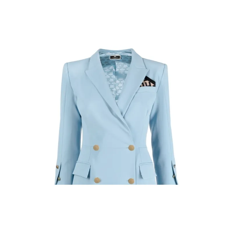 Elisabetta Franchi Long-Sleeved Dresses Women's Light Blue-4