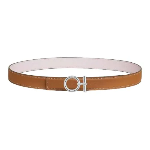 HERMES Leather Belts Unisex Gold/Light Purple Width 2.4cm