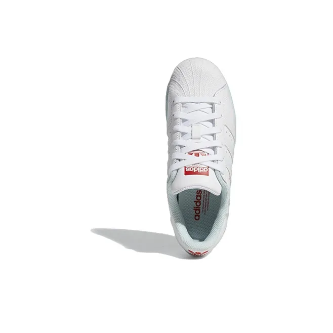 Adidas Originals Superstar Series J Abrasion Resistant Low Top Kids' Skateboarding Shoes White Gray Teenagers-4