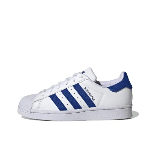 Adidas Originals Superstar Series J Low Top Kids' Skateboarding Shoes White Blue Teenagers