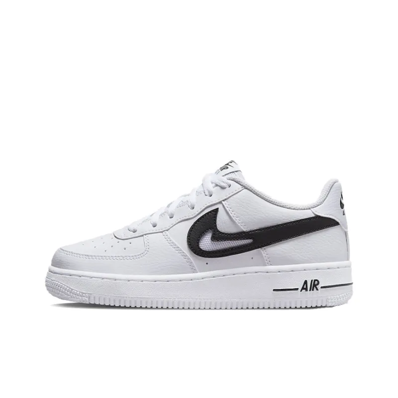 Nike Air Force 1 Low Cut Out Swoosh White Black GS-0