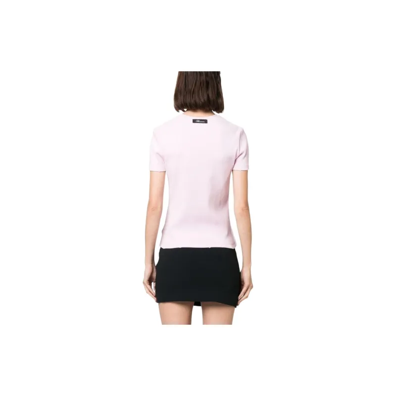 Blumarine Logo Embroidered Crewneck Knitted T Shirt-2