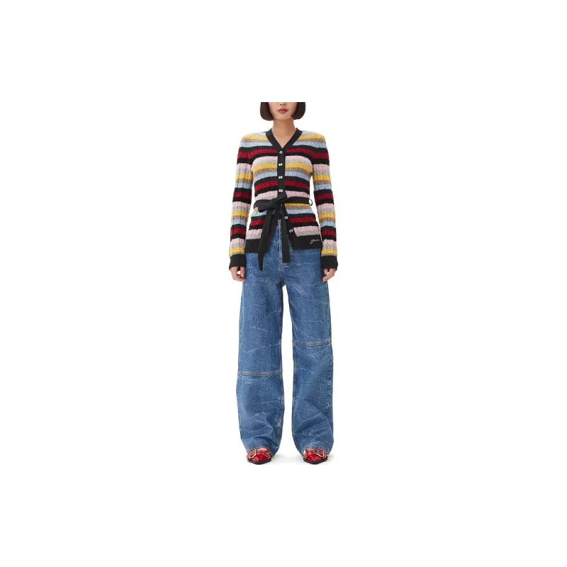 GANNI Stripe Belt Cardigan-1